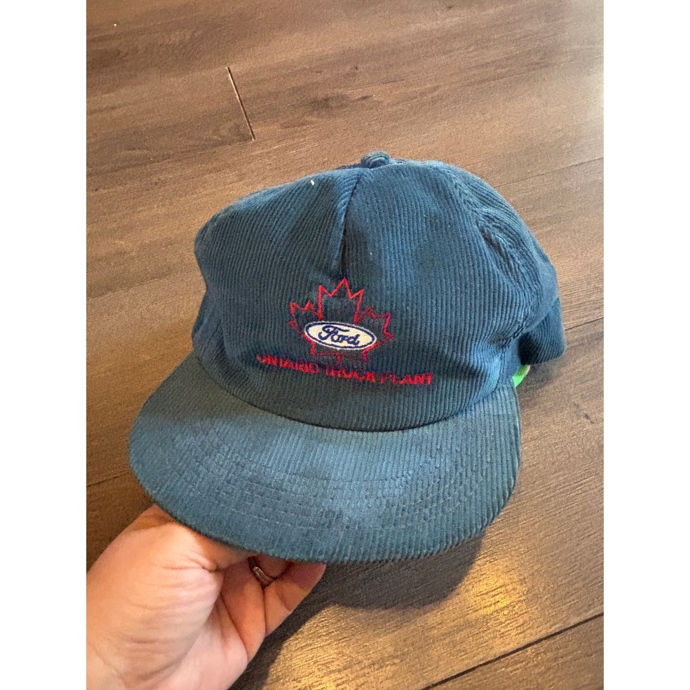 Vintage K Products Ford Ontario Truck Plant Corduroy Snapback Hat Blue Canadian